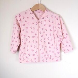 Uniqlo AIRism Zip Up Hoodie Baby 80cm 12M Pink Cherry Print